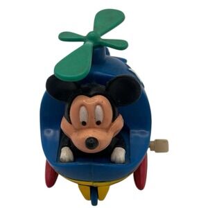 The Disney Store Mickey Mouse Wind Up Helicopter Vintage Toy Airplane